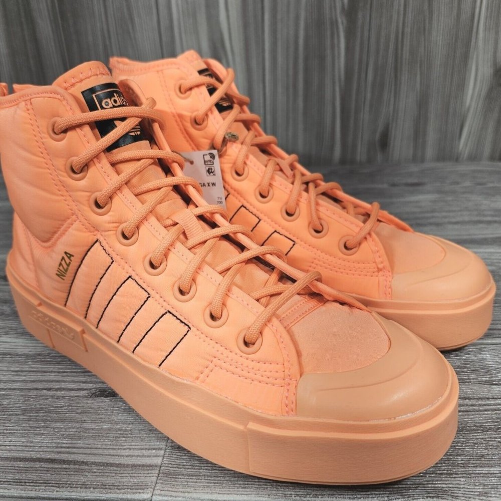 Adidas Nizza Bonega X-Orange-Lace Up High Zip Up Sneakers - Women's Size 9 NEW